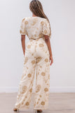Beige Paisley Embroidered Top & Pants Set