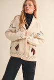 Taupe Horse Knit Cardigan