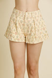 Yellow Floral Eyelet Shorts