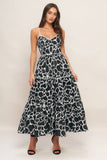 Black and White Printed Tiered Dress