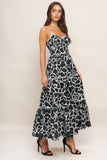Black and White Printed Tiered Dress