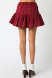 Burgundy Layered Ruffle Skirt