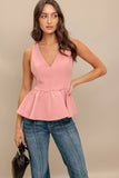 Pink Sleeveless Peplum Top