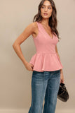 Pink Sleeveless Peplum Top