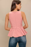 Pink Sleeveless Peplum Top