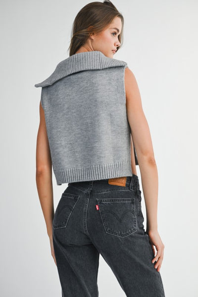 Grey Side Opening Knit Vest