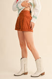 Orange Suede Cuffed Shorts