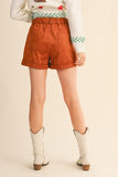 Orange Suede Cuffed Shorts