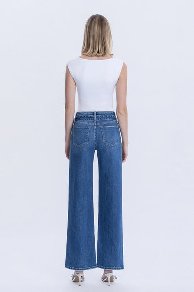Jenny High Rise Waist TIe Wide Leg Jeans