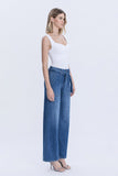 Jenny High Rise Waist TIe Wide Leg Jeans