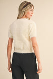 Cream Fuzzy Short Sleeve Cardigan