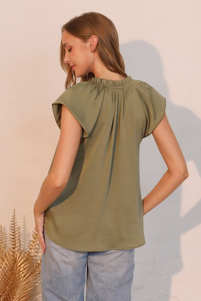 Green Silk Sleeve Top