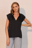 Black Silk Sleeve Top