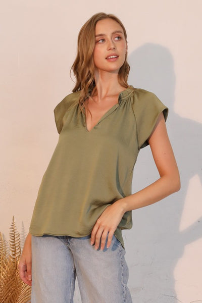 Green Silk Sleeve Top