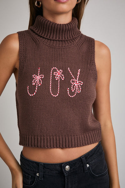 Brown Turtle Neck Tank "Joy" Knit Top