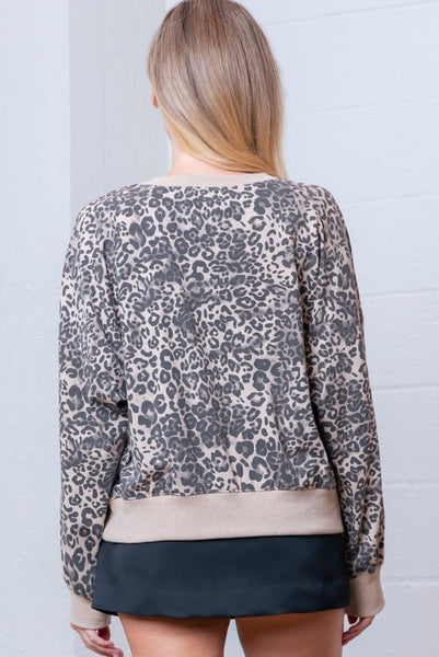 Beige Leopard Print Pullover