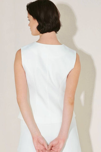 White Button Down Vest With Gold Side Hardware Pocket