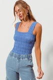 Blue Floral Seamless Tank Top