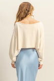 Frayed Detail Long Sleeve Crop Top