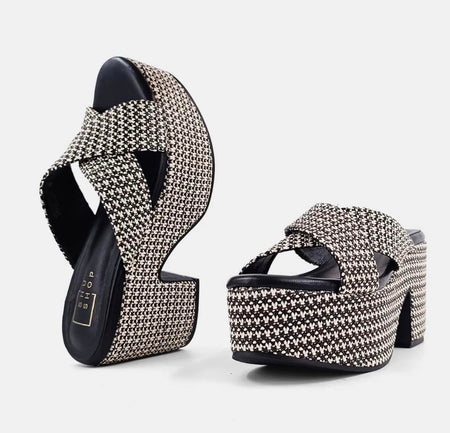 Snakeskin Mule With Charcoal Buckle