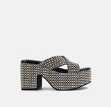 Darla Black and White Platform Wedge Heels