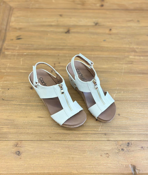 Ivory Colored Zip Up Wedges