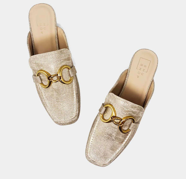 Andromeda Gold Slip On Loafers