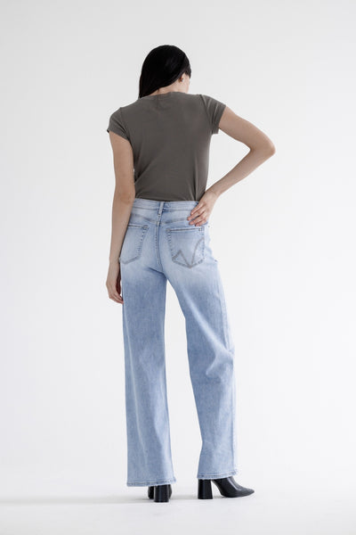 Super High Rise Straight Leg Blue Jeans