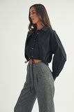 Black Double Layered Cropped Shirt
