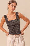 Black Floral Seamless Tank Top