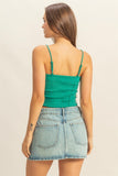 Green Washed Ribbed Cami