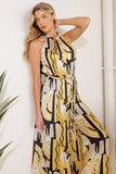 Yellow Printed Halter Jumpsuit