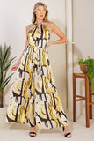 Yellow Printed Halter Jumpsuit