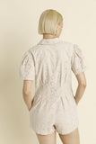Eggshell Pleated Twill Romper