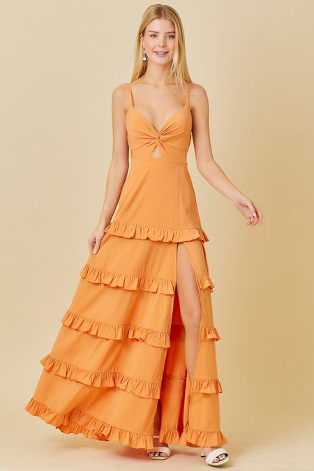 Orange Colored Blooming Lily One Shoulder Wrap Mini Dress