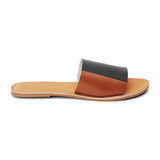 Black and Tan Slide Sandals