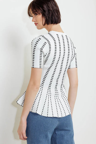 White stripe Detail Peplum Top