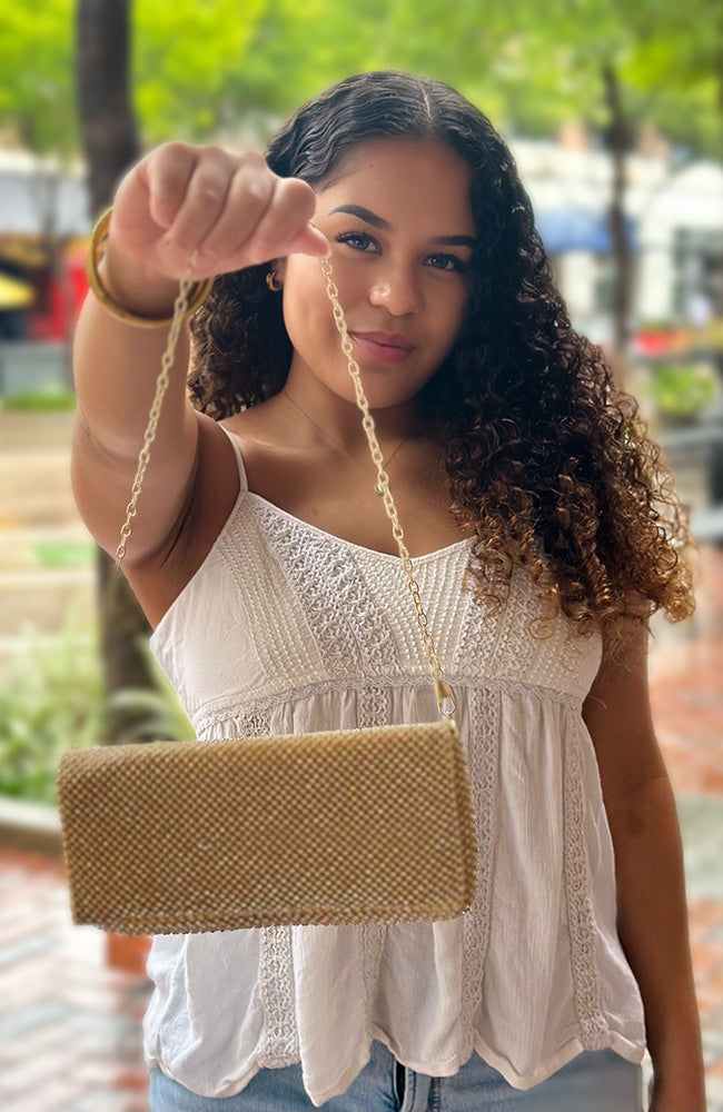 Rhinestone Clutch with Chain