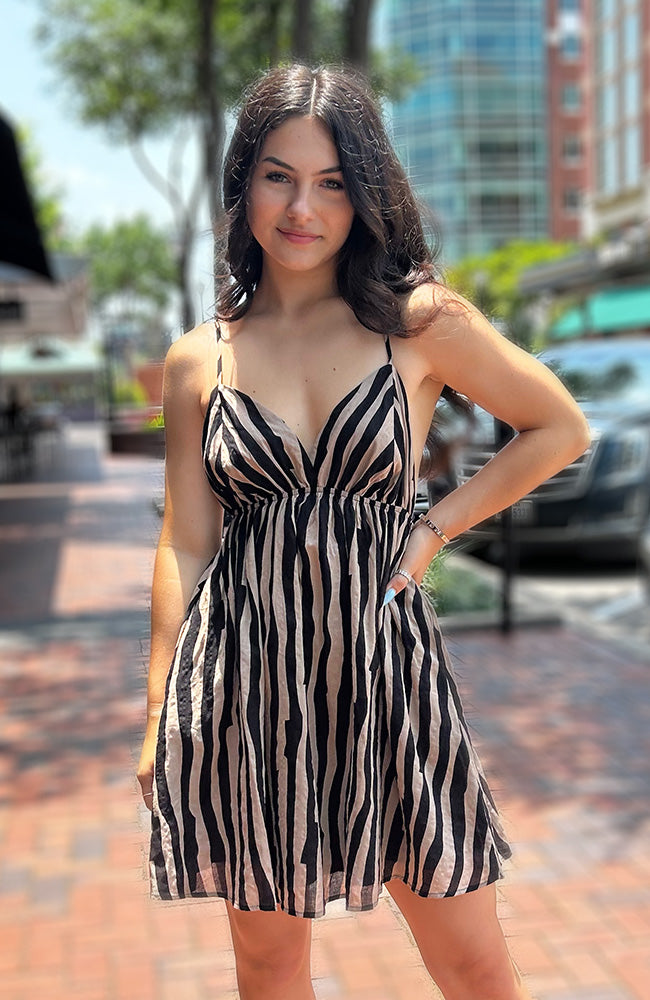 Black Stripe Pattern Sundress