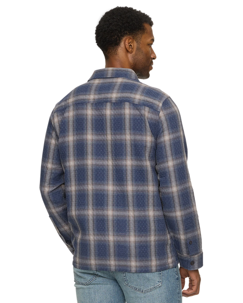 Navy Plaid Quilted Shirt Jacket