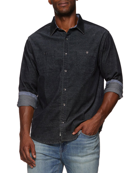 Charcoal Colored Western Cut Pearl Snap Short Sleeve Button Up