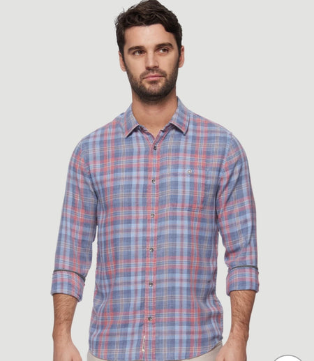 Red and Blue Pearl Snap Western Shirt