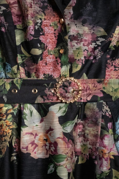 Black Floral Long Sleeved Dress