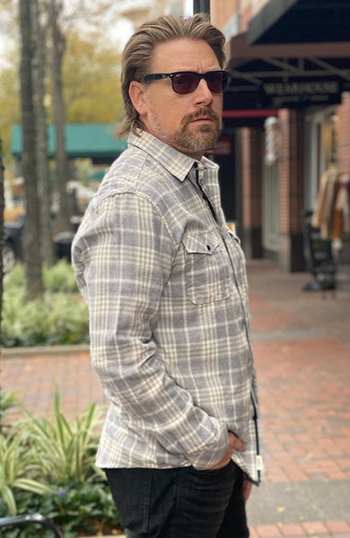 Heather Grey Long Sleeve Flannel Button Down