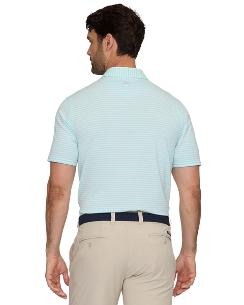 Aqua Mini Stripe Performance Polo