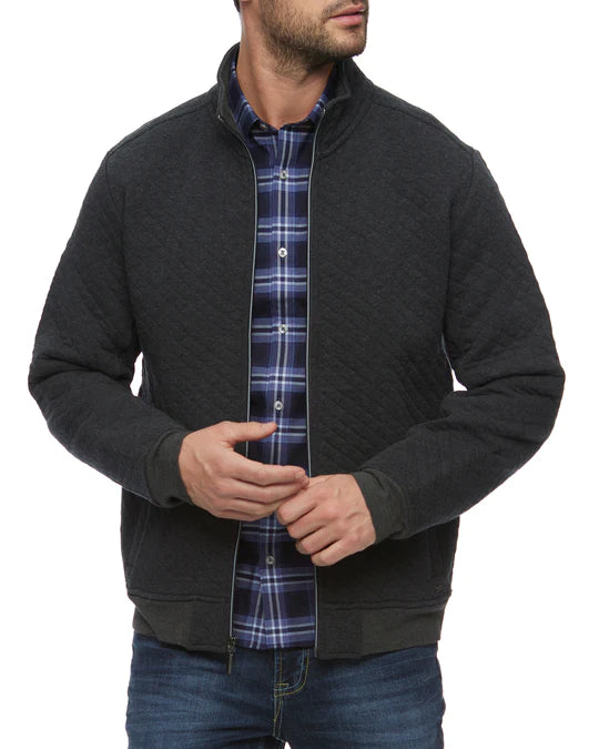 Charcoal Heather Colored Quilted Zip Up Jacket