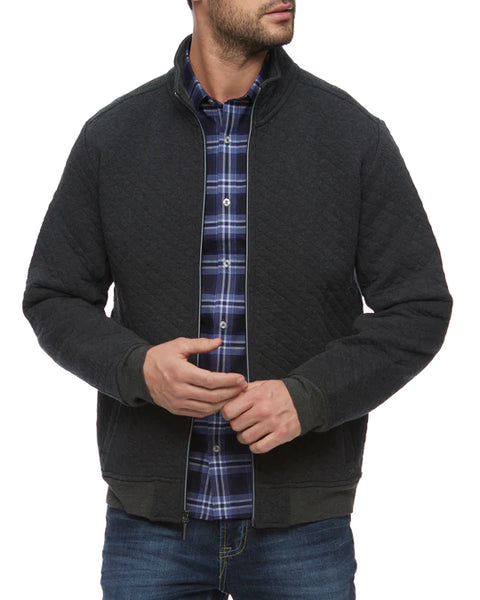Charcoal Heather Colored Quilted Zip Up Jacket