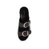Black Studded Snake Print Platform Sandals