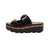 Black Studded Snake Print Platform Sandals