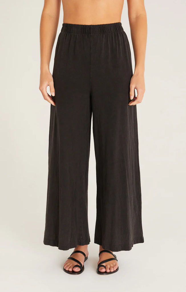 Black Colored Scout Jersey Crop Flare Pants